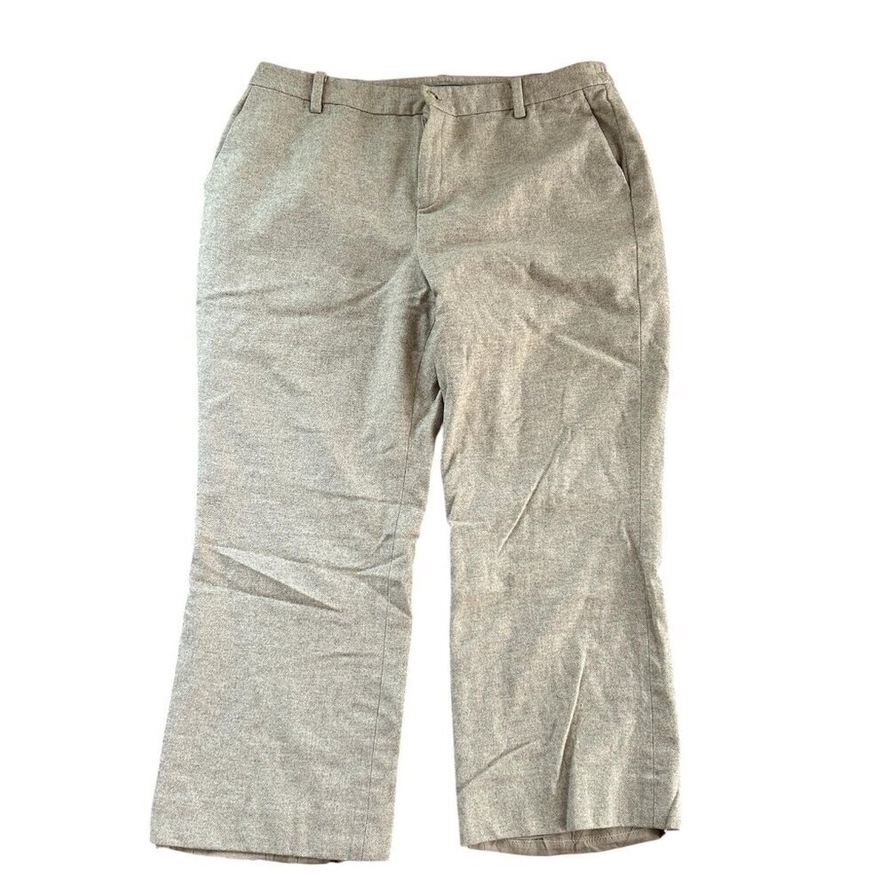 Lauren Ralph Lauren Pants Wool MERINO WOOL Womens Sz16W‎ Plus Herringbone Beige